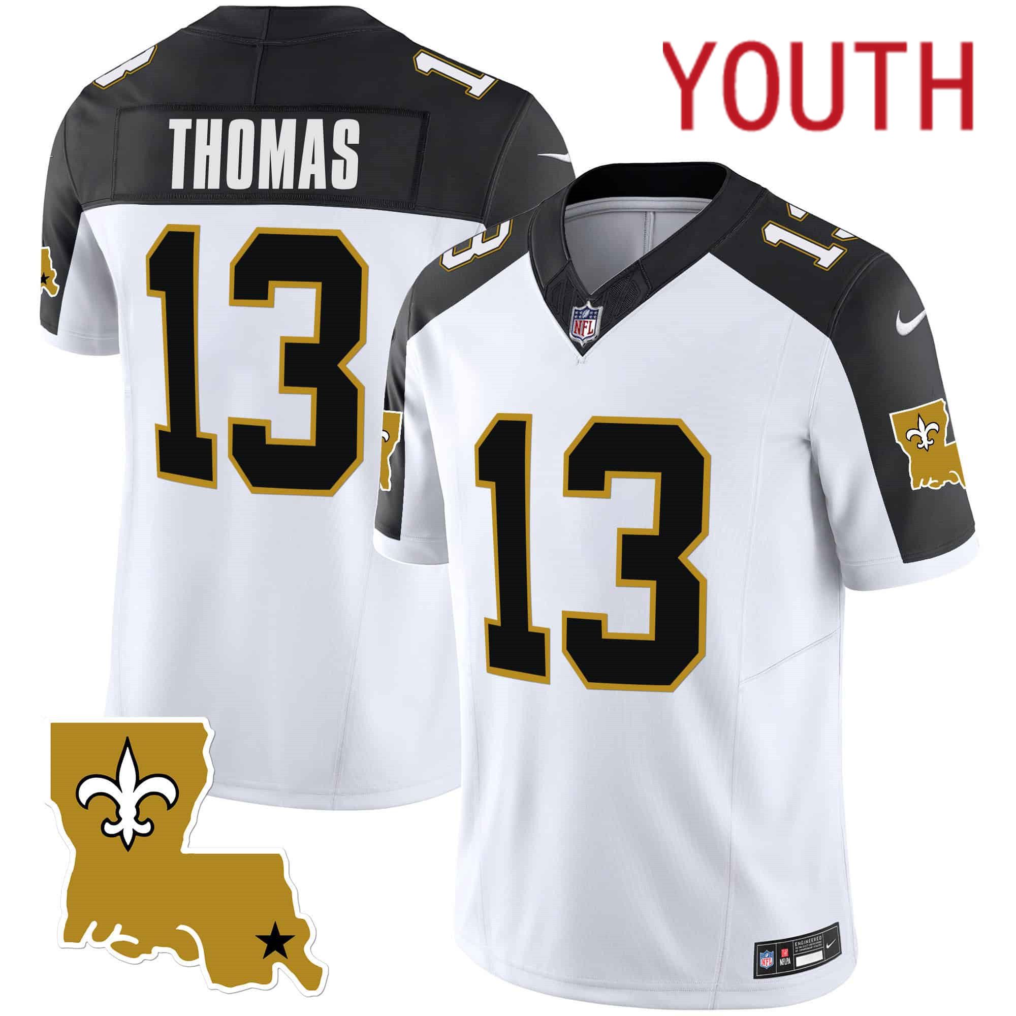 Youth New Orleans Saints 13 Thomas White 2024 Nike 1987 Legacy Vapor Limited NFL Jersey style 1